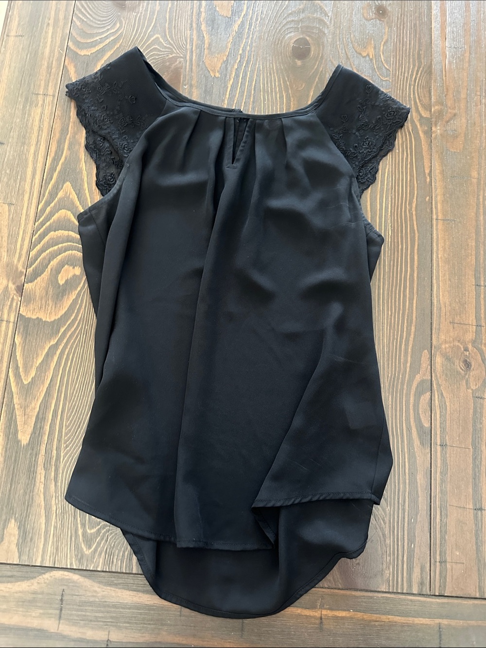Women's Black Lace Cap-Sleeve Blouse